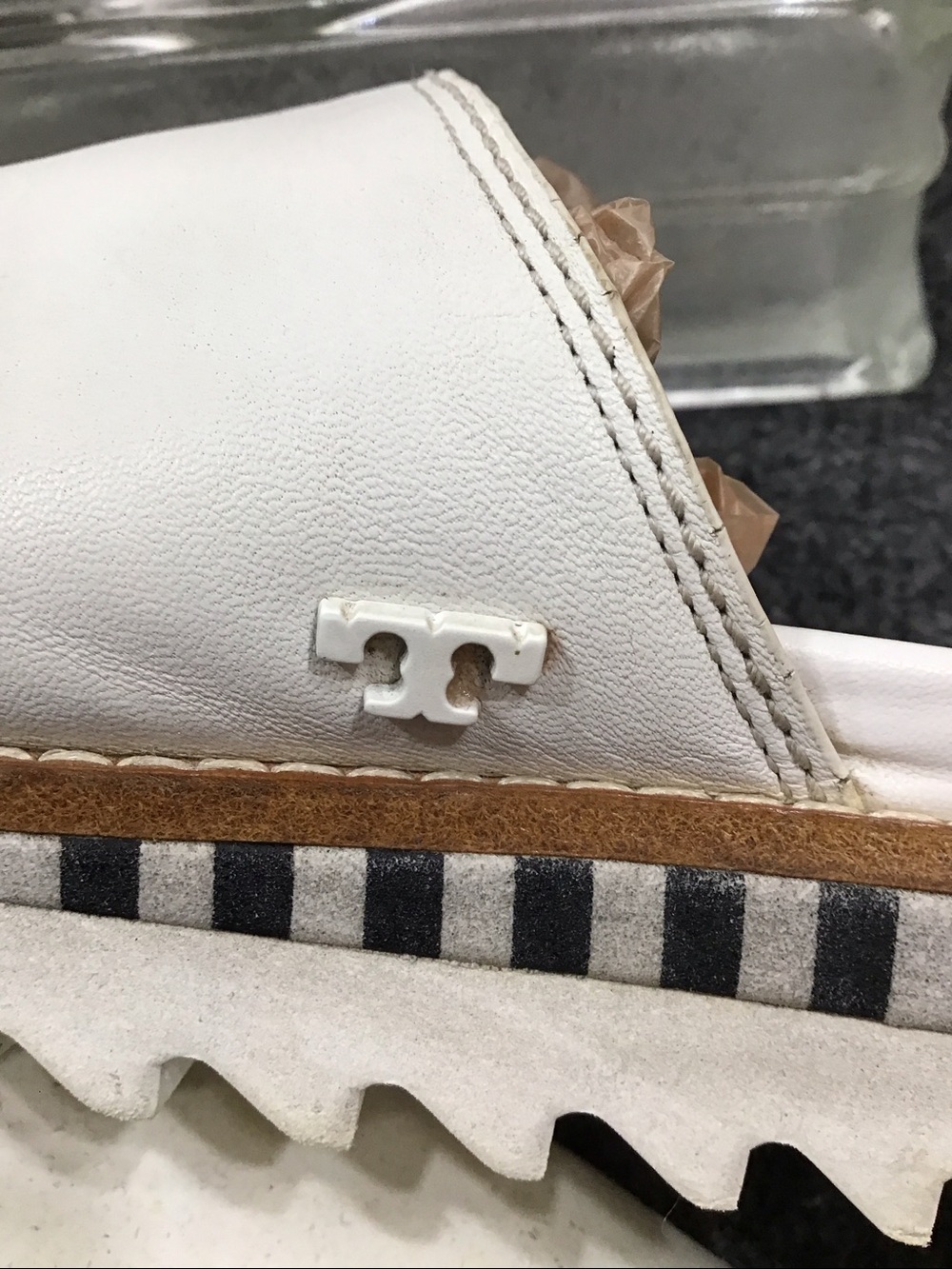 Tory Burch white leather platform slide mules 7 - Picture 5 of 11
